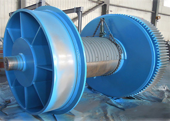 1-30 Tons Electric Winch Parts Steel Cable Drum With Lebus Grooved Sleeves